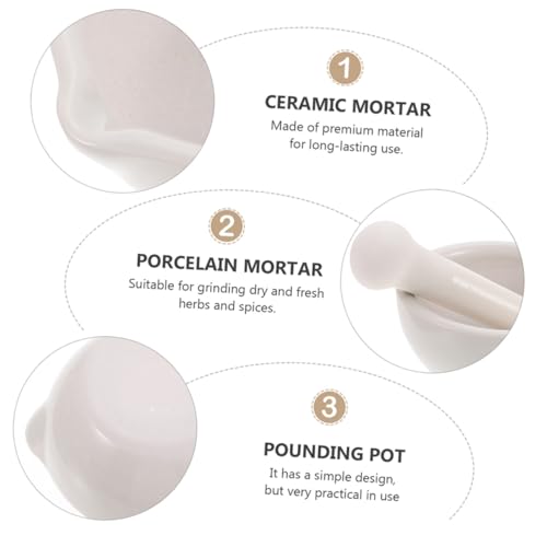 VERDANVERSE 2 Sätze Teiliges Keramik Stößel Langlebige Gewürzschalen Vielseitig zum Mahlen von Pillen Kräutern Kaffee und Salz Robust und Benutzerfreundlich für Haushalt und Küche von VERDANVERSE