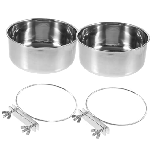 VERDANVERSE 2 Stück Edelstahl Futterbecher für Kleine Vögel Stabiler Parrot Feeder Napf mit Großer Kapazität Rostfreier Vogelkäfig Futternapf für Papageien Wellensittiche und Tauben von VERDANVERSE