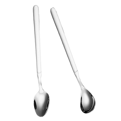 VERDANVERSE 2 Stück Edelstahl Kaffeelöffel mit Langem Griff Rostfrei Poliert zum Rühren von Kaffee Tee und Desserts Spülmaschinenfest Praktische Mischlöffel für Küche von VERDANVERSE
