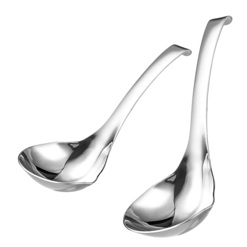 VERDANVERSE 2 Stück Edelstahl Suppenkelle Teiliges mit Haken Multifunktionale Schöpfkelle für Servieren und Kochen Langlebig Komfortabler Griff Modernes Design für Haushalt und Gastronomie von VERDANVERSE