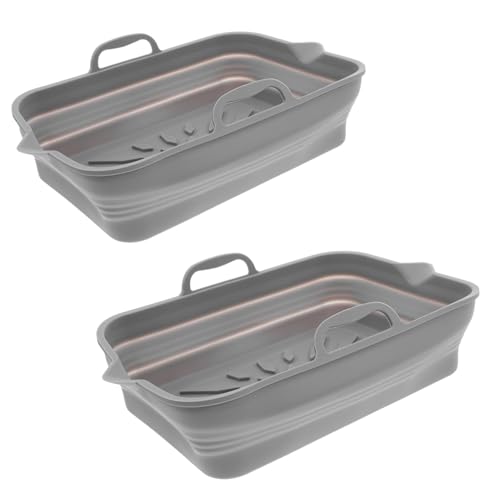 VERDANVERSE 2 Stück Faltbare Silikon Backmatten mit Hitzebeständigem Antihaftbeschichtetem Ofen Backblech Ergonomischen Griffen Platzsparend für Airfryer Ofen Reisen und Outdoor Picknick von VERDANVERSE