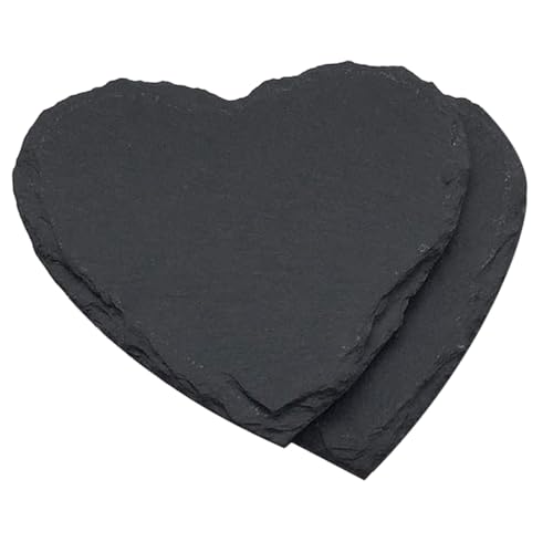 VERDANVERSE 2 Stück Herzförmige Natürliche Schiefer Speiseplatten Hitzebeständige Steak Snackteller Wiederverwendbare Dessert Servierplatten im Europäischen Stil von VERDANVERSE