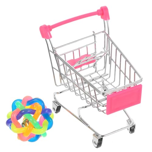 VERDANVERSE 2 Stück Papagei Kauspielzeug Teiliges Mini Einkaufswagen mit Bunter Rattanball Vogelspielzeug für Sittiche Papageien Intelligenztraining und Zufällige Farbe von VERDANVERSE
