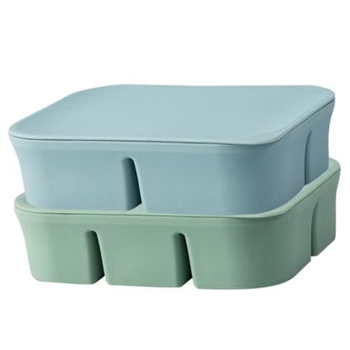 VERDANVERSE 2 Stück Silikon Gefrierbox Teilig mit Deckel Bpa Freie Babybrei Aufbewahrungsbox Fächer Flexible Eiswürfelform Kühlschrankgeeignet Platzsparend für Babynahrung und Gefriergut von VERDANVERSE