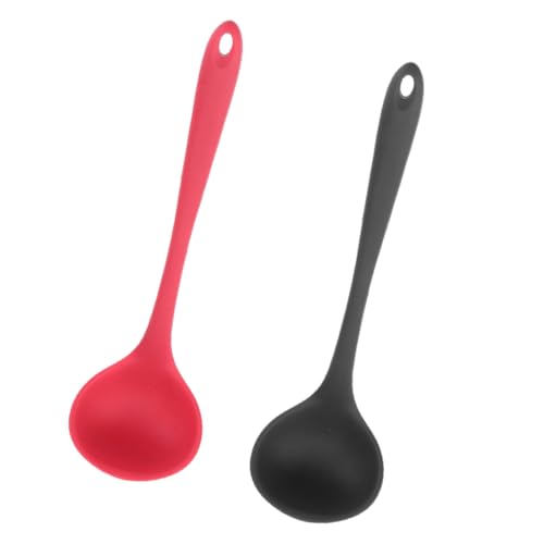 VERDANVERSE 2 Stück Silikon Suppenkelle Teiliges Hitzebeständig Antihaft Schöpflöffel mit Langem Ergonomischem Griff für Suppe Brei und Kochen Schonend zu Pfannen Leicht und Vielseitig von VERDANVERSE