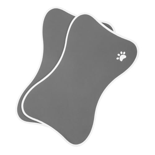 VERDANVERSE 2 Stück Teiliges Rutschfestes Futtermatten Hunde und Katzen Knochenform Robustes Material Schützt Böden vor Verschmutzungen Geeignet für Innen Außenbereich Langlebig und Stabil von VERDANVERSE