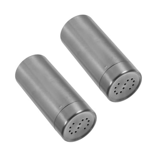 VERDANVERSE 2 Stück Teiliges Salz Edelstahl Gewürzflaschen mit Verstellbarem Zerkleinerer Luftdichtem Verschluss Fein-grob Einstellbar für Küche Restaurant Bbq Schwarz von VERDANVERSE