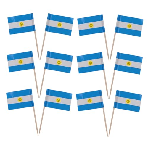 VERDANVERSE Zahnstocher mit Argentinischer Flagge 200 Stücke Cupcake Topper für Partys Desserts Cocktails Holz und Papiermaterialien für Themenpartys und Feiern von VERDANVERSE