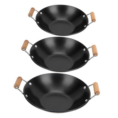 VERDANVERSE 3 Stück Teiliges Kochgeschirr mit Holzgriff Kleine Edelstahl Woks mit Dickem Boden Antihaftbeschichtet Hitzebeständig Geeignet für Gas Elektro und Induktionsherde Vielseitig für von VERDANVERSE