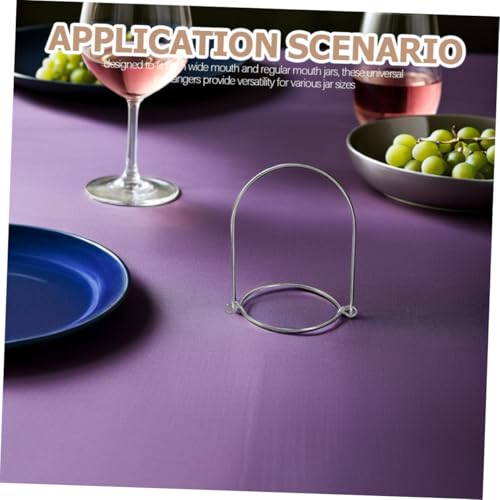 VERDANVERSE 4 Stück Einmachglasgriff Normaler Öffnungsaufhänger Draht Glasaufhänger Glasdrahtaufhänger Breite Öffnung Küchenzubehör Glasaufhänger Küchenbedarf Einmachglashaken von VERDANVERSE