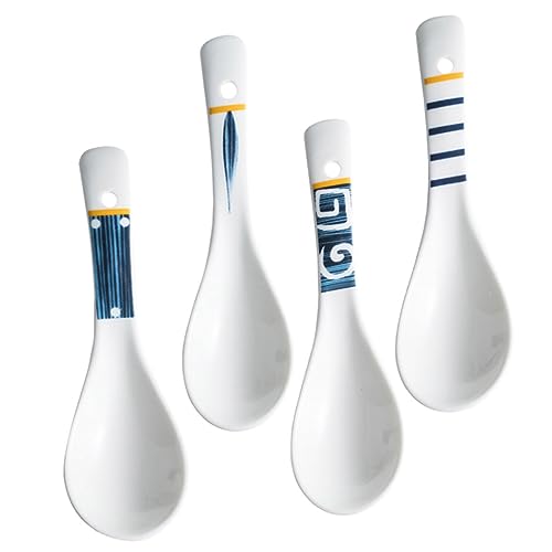 VERDANVERSE 4 Stück Keramik Suppenlöffel Kurzstielig Kleine Löffel für Suppe Porridge Haushaltsporzellan Japanischer Stil Komfortabler Griff Langlebig VERDANVERSE 4 Stück Keramik Suppenlöffel Kurzstielig Kleine Löffel für Suppe Porridge Haushaltsporzellan Japanischer Stil Komfortabler Griff Langlebig von VERDANVERSE