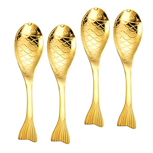 VERDANVERSE 4 Stück Teiliges Metalllöffel Fischform Suppenlöffel Dessertlöffel Reislöffel Mittelgroß Goldfarben Leicht zu Reinigen Sicher für Zuhause und Kochen VERDANVERSE 4 Stück Teiliges Metalllöffel Fischform Suppenlöffel Dessertlöffel Reislöffel Mittelgroß Goldfarben Leicht zu Reinigen Sicher für Zuhause und Kochen von VERDANVERSE