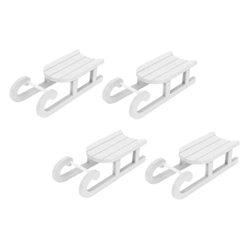 VERDANVERSE 4 Stück Teiliges Weißes Holz Schlitten Weihnachtliche Tischdeko Ornament aus Robustem Holz für Wohnzimmer Schlafzimmer Hotel Festliche Weihnachtsdekoration von VERDANVERSE