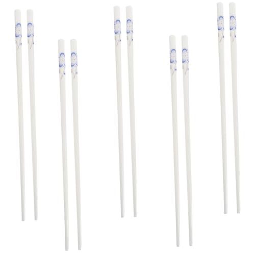 VERDANVERSE 5 Paare Keramik Essstäbchen Blaues Pfauenmuster Rutschfest Haushalt Chopsticks Praktisch Hochwertige Porzellanstäbchen für Sicheren Griff und Langlebige Nutzung von VERDANVERSE