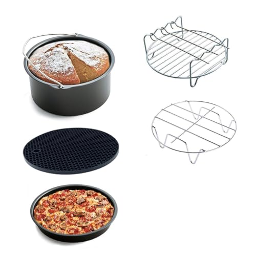 VERDANVERSE 5 Stück Teiliges Air Fryer Zubehör Pizza und Kuchenform Küchen Gadget für Heißluftfritteuse für Backen und Braten zu Hause Schwarz von VERDANVERSE