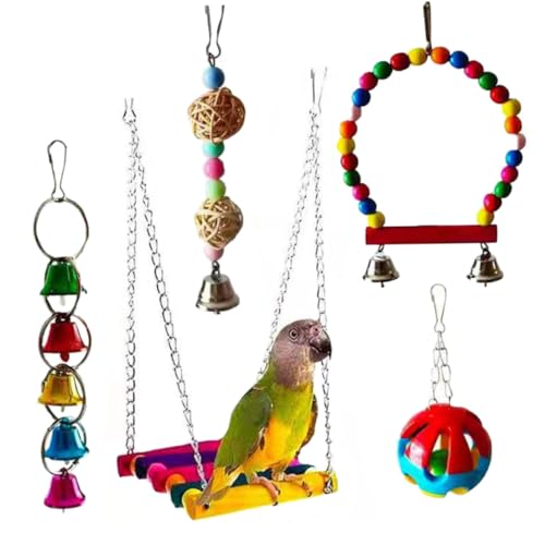 VERDANVERSE 5 Stück Teiliges Set Buntes Kau Futtersuchspielzeug Sicheres Naturmaterial Leicht und Kompakt Geeignet für Wellensittiche und Papageien Fördert Beschäftigung und Spielspaß von VERDANVERSE