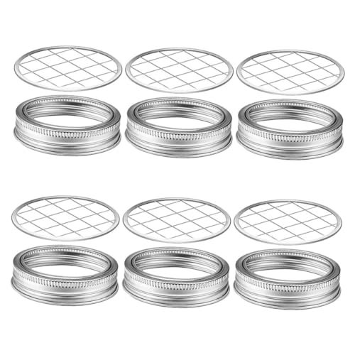 VERDANVERSE 6 Sätze Einmachglas Deckel mit Rundem Blumenhalter Einsatz Stabiler Metallring mit Gitter für Blumengestecke Passend für Standard Weithalsgläser Vielseitig für Dekoration und von VERDANVERSE