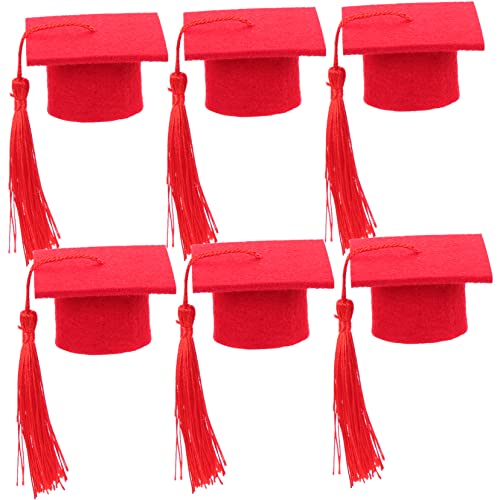 VERDANVERSE 6 Stück Doktorhutdekoration Abschlusskappe Gefälligkeiten für Abschlussfeiern Party Weinflaschenverschluss Mini -Abschlusshutflasche Topper Mini-Hut-Flaschenabdeckung Polyester von VERDANVERSE