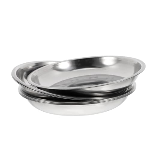 VERDANVERSE 6 Stück Teiliges Edelstahl Rundes Serviertablett mit Rutsch Boden Vielseitig als Obst Salat und Pastateller Robust für Bbq und Buffet Silberfarbene Aufbewahrungsschalen von VERDANVERSE