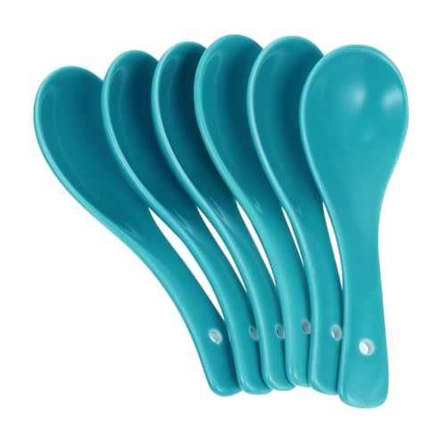 VERDANVERSE 6 Stück Teiliges Keramik Suppenset in Himmelblau Stilvolle Dessert und Küchenlöffel Spülmaschinenfest Einfach zu Reinigen Design für Moderne Esstische von VERDANVERSE