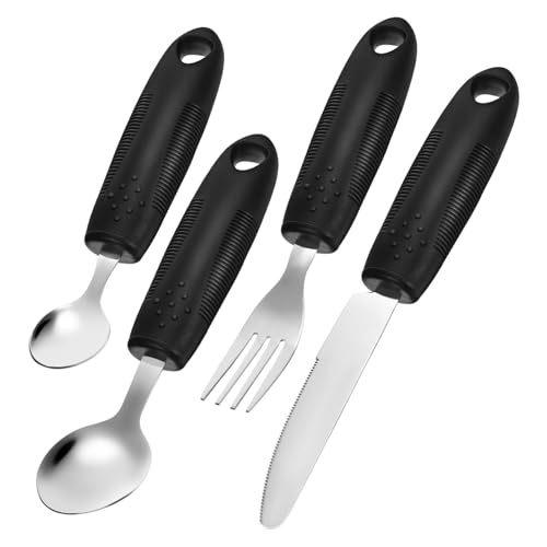 VERDANVERSE Adaptives Besteckset für Senioren aus Edelstahl Teilig mit Ergonomischen Gewichteten Griffen Rutschfest und Stabil für Handzittern und Behinderte Mit Aufhängeloch von VERDANVERSE