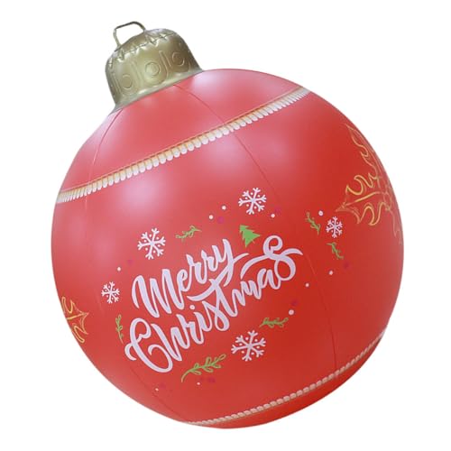 VERDANVERSE Aufblasbarer Weihnachtsball Deko Ø Groß für Garten Terrasse Roter Festlicher Christbaumschmuck Outdoor Weihnachtskugel Ornament für Weihnachtsdeko von VERDANVERSE