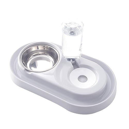VERDANVERSE Automatischer Trink und Futternapf für Haustiere Spritzwassergeschützter Doppelnapf mit Trinkflasche für Katzen und Hunde Beige von VERDANVERSE