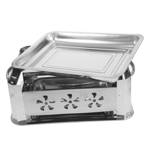 VERDANVERSE Edelstahl Buffetplatte mit Vier Füßen Vielseitiges Dickes Tablett für Grillfisch und Buffet Hitzebeständig Leicht zu Reinigen für Restaurant und Party von VERDANVERSE