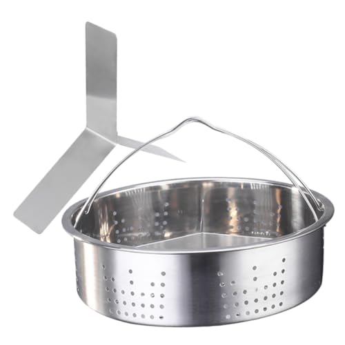 VERDANVERSE Edelstahl Dampfgarer Korb mit Doppelgriffen Lebensmittelechter Bun Steamer Einsatz mit Trivet für Gemüse Reis Fleisch und Fisch Praktischer Dämpfeinsatz für Topf und von VERDANVERSE