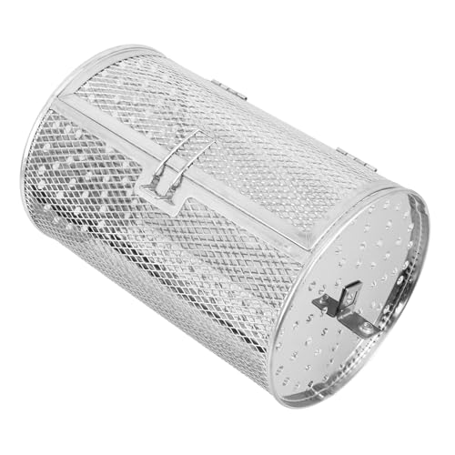 VERDANVERSE Edelstahl Grillkorb Rotierender Grillkäfig mit Verriegelung Rostfreier Drehspieß für Backofen und Gasgrill Vielseitig für Fleisch Gemüse Nüsse Gleichmäßige Hitzeverteilung von VERDANVERSE