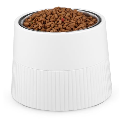 VERDANVERSE Erhöhte Abnehmbare Futternapf aus Halbrunde Fressschüssel für Katzen rutschfest und Ergonomisch für Gesunde Fütterung und Verschiedene Höhen Modernes Design Weiß von VERDANVERSE