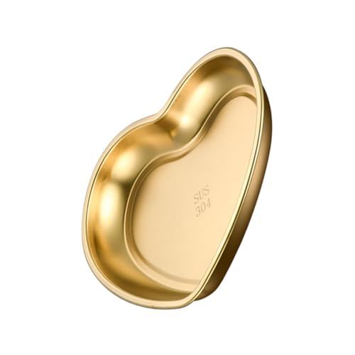 VERDANVERSE Herzförmige Snackplatte aus Edelstahl Kleine Goldene Salat Dessertschale Rostfrei Leicht zu Reinigen Stilvoll für Restaurant und Haushalt Wiederverwendbar von VERDANVERSE