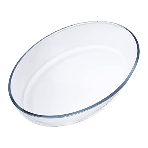 VERDANVERSE Hitzebeständiges Glas Backblech Oval mit Glatter Kante Mikrowellengeeignet Ofenfest Spülmaschinenfest Vielseitig als Backform und Grillplatte für Küche und Gastronomie von VERDANVERSE