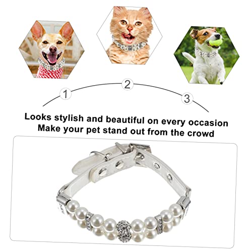VERDANVERSE Hundehalsband mit Perlen und PU Verstellbares Haustier Schmuckhalsband für Welpen und Katzen Handgefertigt Komfortabel Geeignet für Alltag und Festliche Anlässe von VERDANVERSE