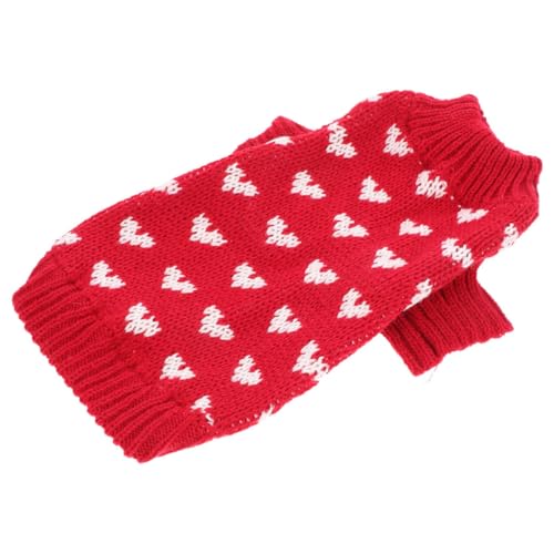 VERDANVERSE Hundepullover Valentinstag Strickpullover Herzmuster Weicher Acrylpullover für Kleine Hunde XL Passform Einfach An Auszuziehen Komfortable Welpen Winterkleidung von VERDANVERSE
