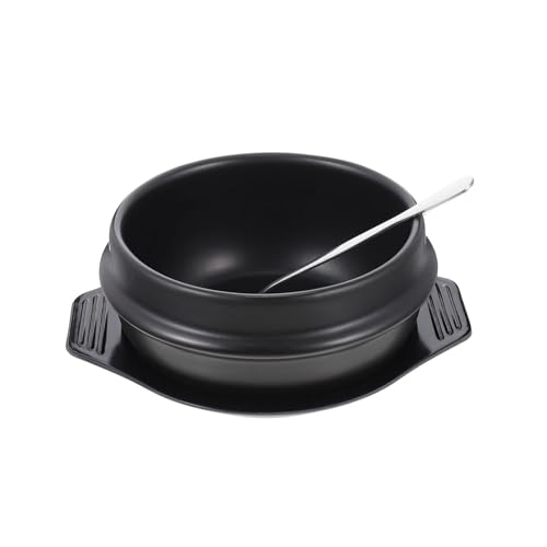 VERDANVERSE Keramiktopf für Bibimbap Hochtemperaturbeständige Auflaufform mit Tablett und Löffel für Koreanische Küche und Vielseitige Gerichte von VERDANVERSE