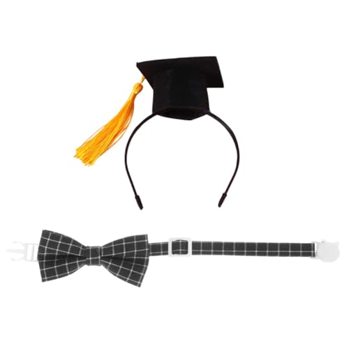 VERDANVERSE Kleines Haustier Abschlusskappen Verstellbarer Quaste Graduation Hut und Fliege für Hunde und Katzen Kostüm für Party und Fotoshooting Geeignet für Kleine Rassen Wie Yorkie von VERDANVERSE