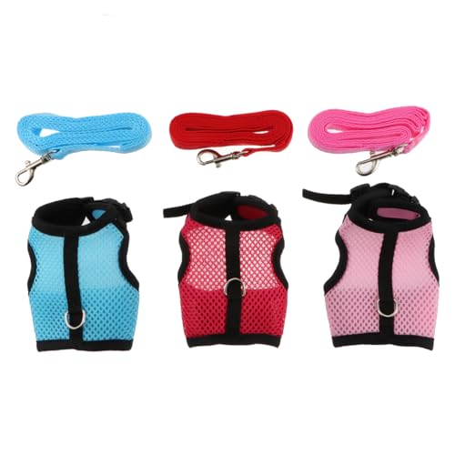 VERDANVERSE Kleines Haustier Geschirr Set mit Leine Atmungsaktives Welpenweste Geschirr in Rosa und Blau Geeignet für Kaninchen Frettchen Meerschweinchen und Ratten Praktische Haustierbedarf von VERDANVERSE