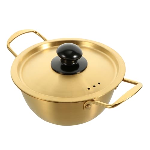 VERDANVERSE Kochtopf mit Deckel Instant Nudel und Meeresfrüchte Topf Langlebiger Suppentopf mit Zwei Griffen Geeignet für Herdarten Praktischer Kleiner von VERDANVERSE