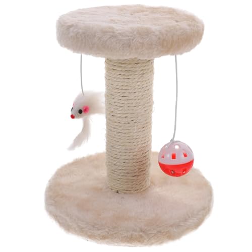 VERDANVERSE Kratzbaum für Katzen Doppellagig mit Sisal kratzsäule und Hängenden Bällen Stabiler Katzen kratzposten für Täglichen Gebrauch Dekorativer Katzenspielplatz Beige Platzsparend und von VERDANVERSE