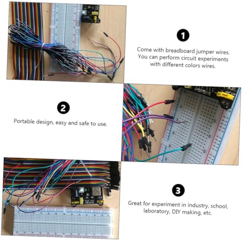 VERDANVERSE Lochrasterplatine Kit mit Stromversorgungsmodul Farbige Jumper Kabel Steckverbinder Leitungen Breadboard Starter Lernset für DIY Schaltungsversuche von VERDANVERSE