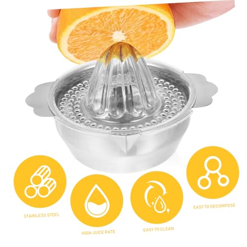 VERDANVERSE Manuelle Edelstahl Zitruspresse Kompakter Orangen Zitronensaftentsafter Handlicher Saftpressen Küchenhelfer für Camping und Zuhause Leicht zu Bedienen und Ausgießen von VERDANVERSE