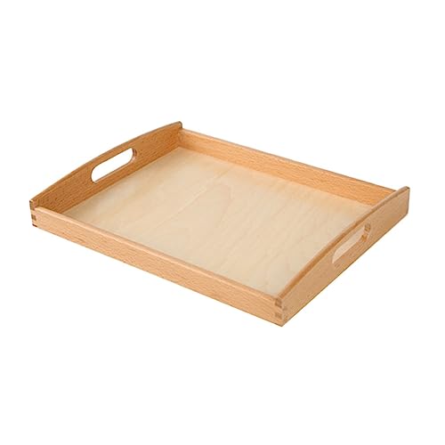 VERDANVERSE Montessori Holztablett mit Griff Kleines Montessori Pädagogik Tablett aus Natürlichem Holz Robustes und Sicheres Aufbewahrungs und Serviertablett für Kindergarten und von VERDANVERSE