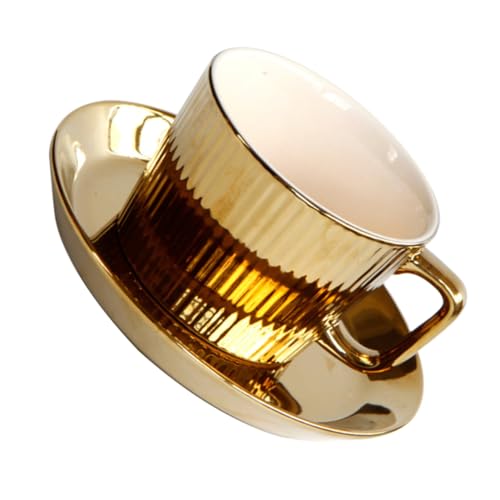 VERDANVERSE Porzellan Kaffee Tasse mit Untertasse Edle Keramik Tasse Weiß Stilvoll für Restaurant Büro Geeignet als für Kaffeeliebhaber Vielseitig Einsetzbar für Getränke und Desserts von VERDANVERSE
