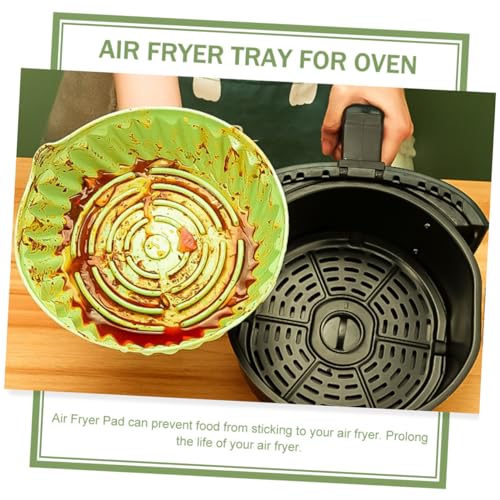 VERDANVERSE Silikon Airfryer Backform Rund Wiederverwendbar Antihaftend Hitzebeständig Bpa Frei Küchenzubehör Passend für Heißluftfritteuse zum Backen und Grillen von Fleisch Fisch Gemüse von VERDANVERSE