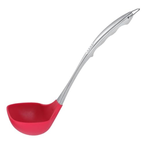 VERDANVERSE Silikon Suppenkelle mit Edelstahlgriff Bpa frei Hitzebeständig Küchenutensil für Antihaft pfannen Haushalt Kochen Servierlöffel Rot von VERDANVERSE