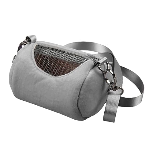 VERDANVERSE Tragbare Hamster Tragetasche Runde Outdoor Transporttasche für Haustiere Graue Umhängetasche für Reisen Camping und Ausflüge Atmungsaktives Design mit Verstellbaren Gurten von VERDANVERSE