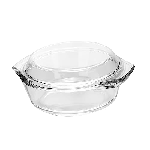 VERDANVERSE Transparente Glasschüssel mit Deckel Hitzebeständig Mikrowellen und Ofenfest Großer Haushaltssuppenbehälter mit Zwei Griffen Spülmaschinengeeignet Klarsichtig und Langlebig von VERDANVERSE