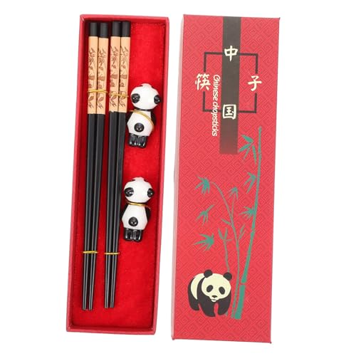 VERDANVERSE Umweltfreundliches Panda Essstäbchen Set aus Holz mit Rutschfesten Langlebigen Essstäbchen und Keramik Essstäbchenhaltern für Täglichen Gebrauch und Stabile Ablage Beim von VERDANVERSE