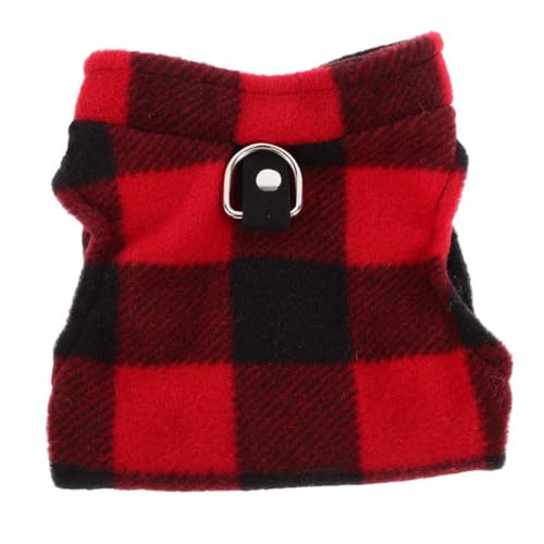 VERDANVERSE Winterfleece Hundeweste mit D-Ring Leinenbefestigung Winddicht Angenehm für Kleine und Mittelgroße Hunde Modisch und Bequem XL Rot-schwarz Kariert von VERDANVERSE